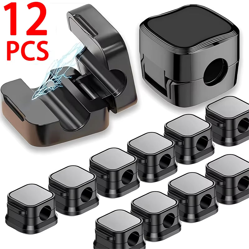 Magnetic Cable Clips Cables Smooth Adjustable Cord Holder under Desk Cable Management Wire Keeper Cable Organizer Holder