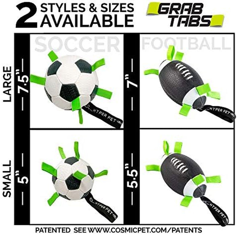 Grab Tabs Dog Soccer Ball with Straps (7.5") Indoor or Outdoor; Interactive Durable Fetch Ball with Tug Toy for All Dog Breeds