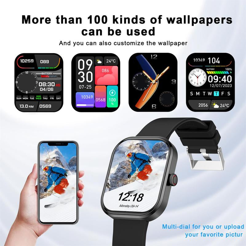 Smart Watch with Wireless Calls/Dial, Multiple APP Reminders, Sports Watch with Custom Wallpaper, Watch for Men & Women, Compatible with Iphone/Android