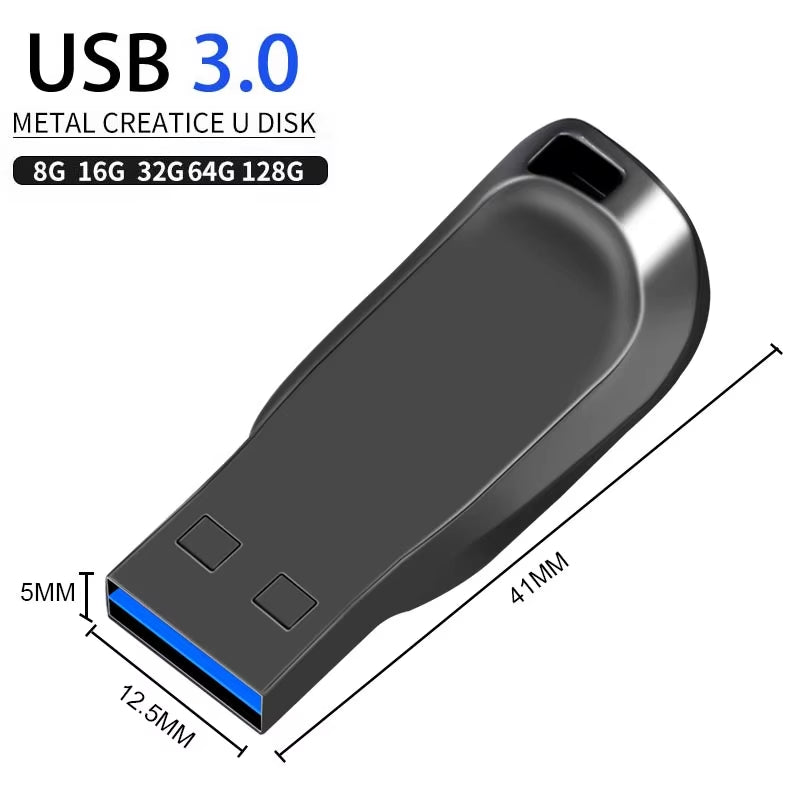 High-Speed USB 3.0 Flash Drive - Available in 16GB, 32GB, 64GB, and 128GB Capacities