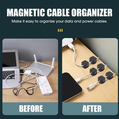 Magnetic Cable Clips Cables Smooth Adjustable Cord Holder under Desk Cable Management Wire Keeper Cable Organizer Holder