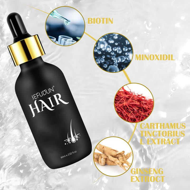 SEFUDUN 5% Minoxidil Hair Serum for Thinning and Weak Hair Care, Biotin, and Ginseng Extract for Men & Women Natural Haircare (60Ml)