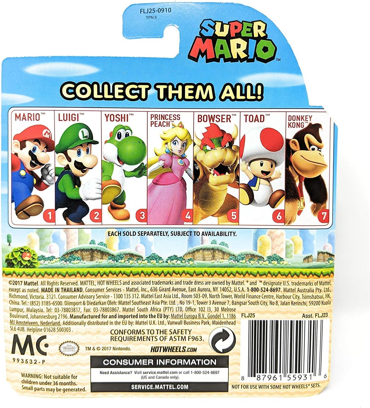 2017 Super Mario Character Cars Set of 7