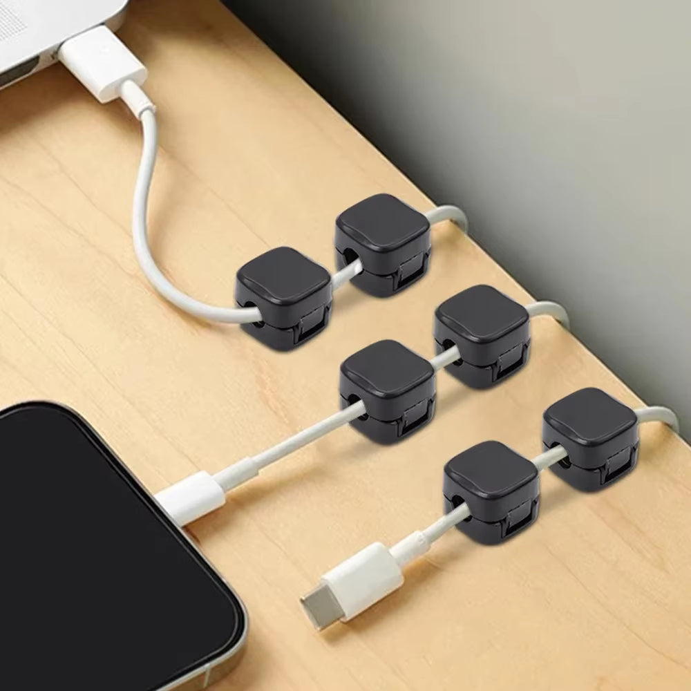 Magnetic Cable Clips Cables Smooth Adjustable Cord Holder under Desk Cable Management Wire Keeper Cable Organizer Holder