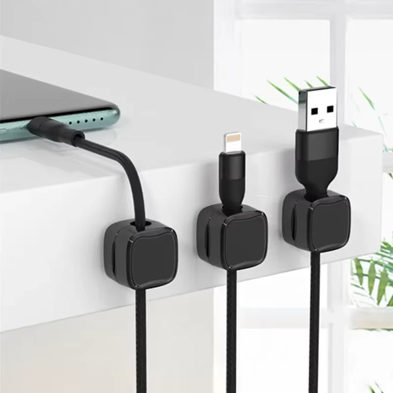 Magnetic Cable Clips Cables Smooth Adjustable Cord Holder under Desk Cable Management Wire Keeper Cable Organizer Holder