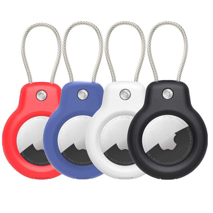 Compatible with Apple Airtag Secure Holder with Wire Cable Air Tag Lock Case Keychain Key Ring Key Chain Luggage Tag for Keys