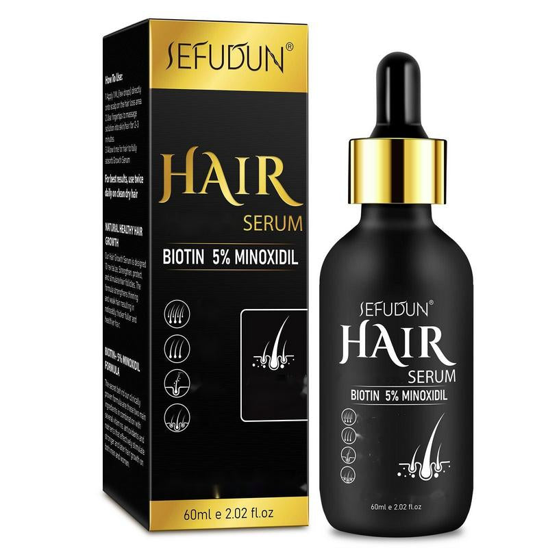 SEFUDUN 5% Minoxidil Hair Serum for Thinning and Weak Hair Care, Biotin, and Ginseng Extract for Men & Women Natural Haircare (60Ml)