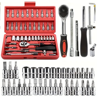 Professional Household Hardware Tool Set/Car Repair Tool Set: Ratchet Torque Wrench, Wrench, Screwdriver, Socket Combination - Very Suitable for Bicycle and Car Repair! Men'S Gifts, Black Friday Gifts, Christmas Gifts