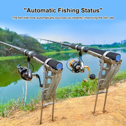 Fishing Rod Ground Holder Base Downhill Automatic Cane Support Stand Fish Pole Folding Holder Suitable Lakes Pond River Stream