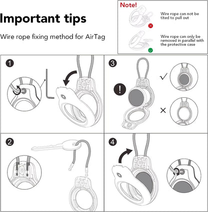 Compatible with Apple Airtag Secure Holder with Wire Cable Air Tag Lock Case Keychain Key Ring Key Chain Luggage Tag for Keys