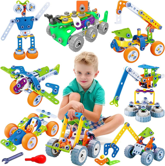 Building Blocks STEM Toys for 4 5 6 7 8+ Year Old Boys Erector Sets Kits Building Toys for Kids Age 4-8 6-8 5-7 8-10 Creative Learning Game Engineering Stem Projects Activities Gift