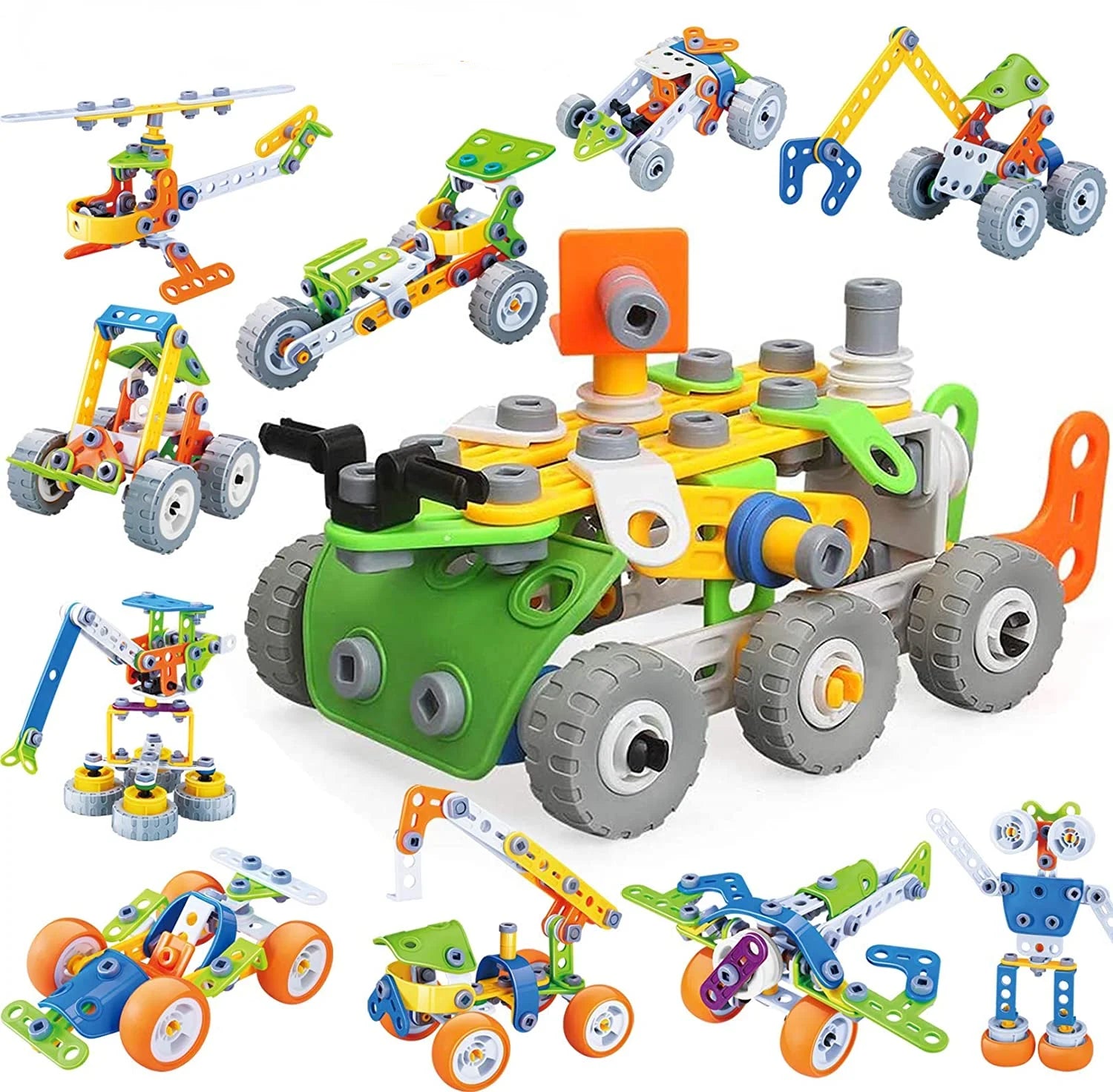 Building Blocks STEM Toys for 4 5 6 7 8+ Year Old Boys Erector Sets Kits Building Toys for Kids Age 4-8 6-8 5-7 8-10 Creative Learning Game Engineering Stem Projects Activities Gift