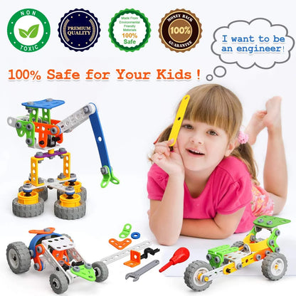 Building Blocks STEM Toys for 4 5 6 7 8+ Year Old Boys Erector Sets Kits Building Toys for Kids Age 4-8 6-8 5-7 8-10 Creative Learning Game Engineering Stem Projects Activities Gift